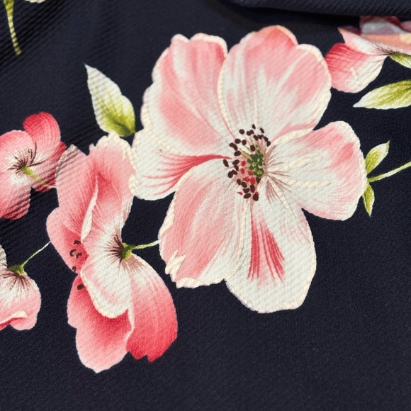 Jessica Howard navy blue and pink floral polyester fit and flare midi dress 24w - Picture 6 of 8